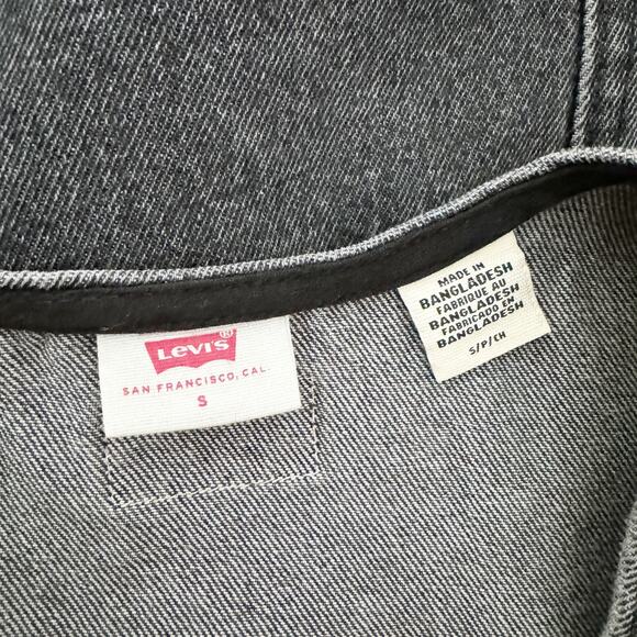 LEVI'S Tuli Denim Front Button Jumper Mini Dress Washed Black Small S - Picture 9 of 10